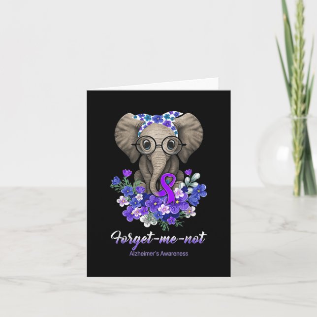 Me Not Elephant Flowers Alzheimerheimer Brain Awar Card (Front)