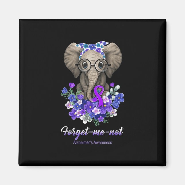 Me Not Elephant Flowers Alzheimerheimer Brain Awar Magnet (Front)