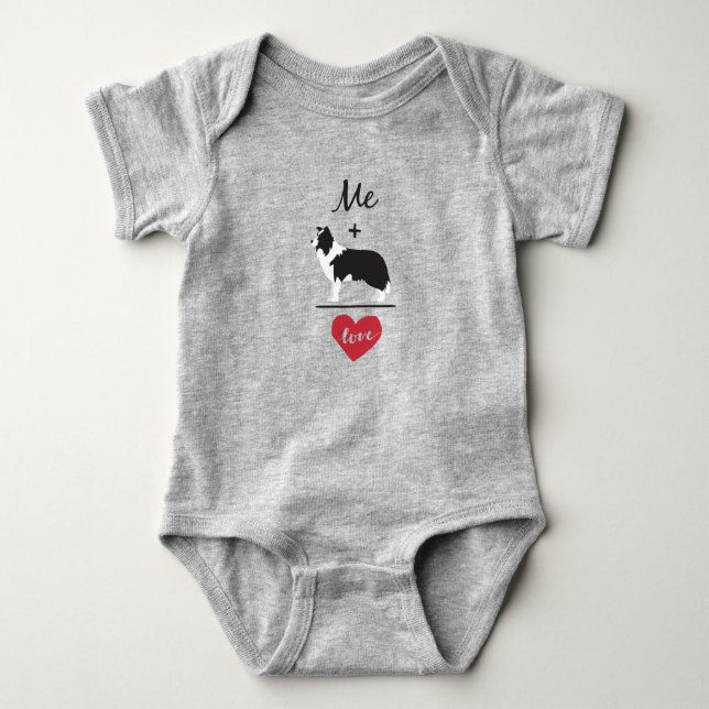 Me plus Border Collie equal Love Baby Bodysuit (Front)