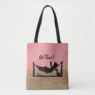 Me-Time Coral and Beige & Burlap Texture Tote Bag