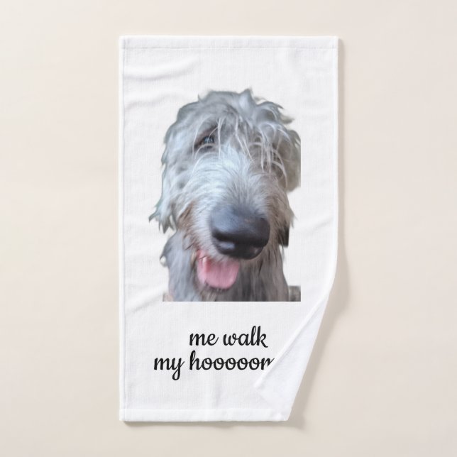 Me Walk My Hoooooman Irish Wolfhound Hand Towel (Hand Towel)