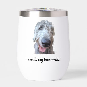 Me Walk My Hoooooman Irish Wolfhound Water Bottle