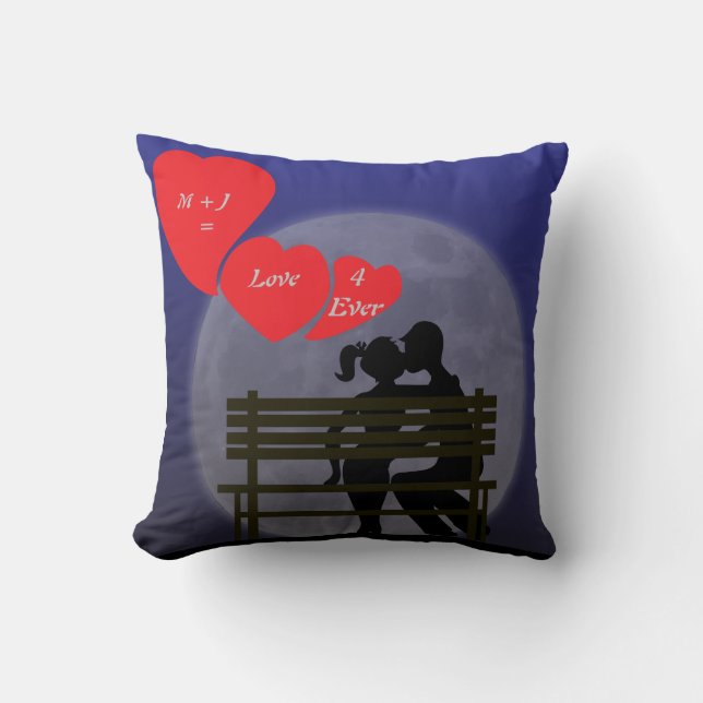 "Me + You 4 Ever" In the Moonlight Throw Pillow (Front)
