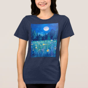Meadow and Forest Under a Full Moon Tri-Blend Shirt