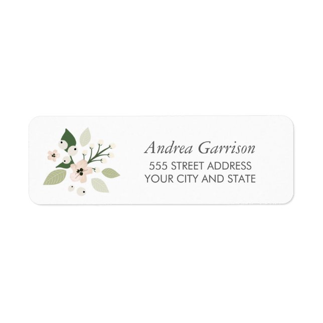 Meadow Blooms Return Address Label - white (Front)