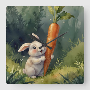 Meadow Bunny Dreams: Whimsical Clock 