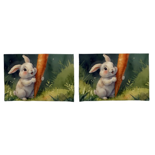  Meadow Bunny Dreams: Whimsical Pillow Cases  (Front-Set)