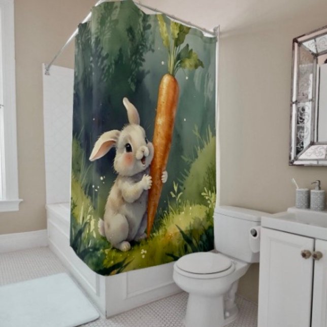 Meadow Bunny Dreams: Whimsical Shower Curtain (Creator Uploaded)