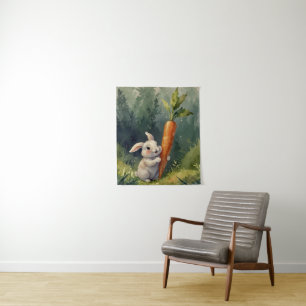 Meadow Bunny Dreams: Whimsical Tapestry  Tapestry