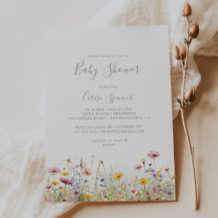 Meadow Colourful Wildflower Baby Shower Invitation