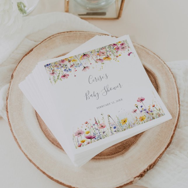 Meadow Colourful Wildflower Baby Shower Napkin (Creator Uploaded)