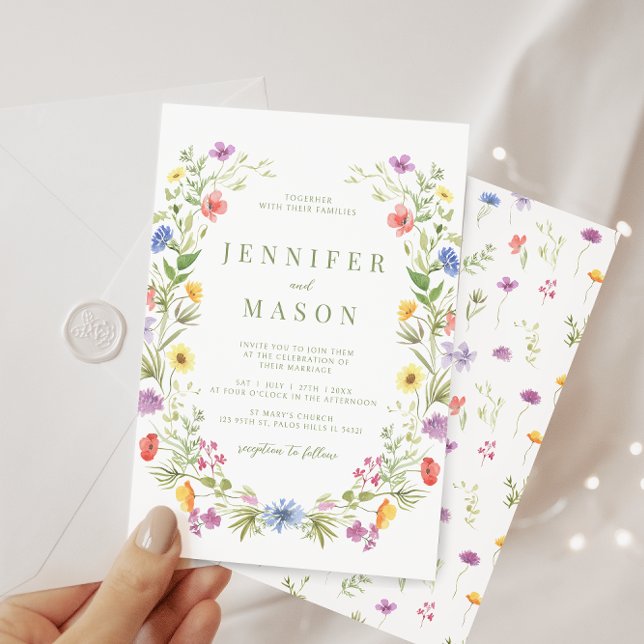 Meadow colourful wildflower boho wedding invitatio invitation (Creator Uploaded)