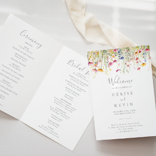 Meadow Colourful Wildflower Folded Wedding Programme