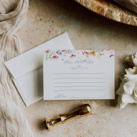 Meadow Colourful Wildflower Wedding Advice Card