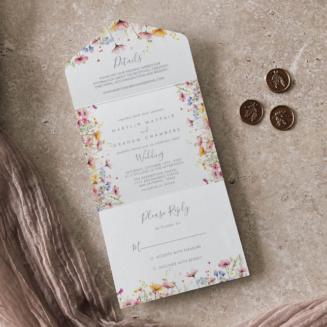 Meadow Colourful Wildflower Wedding     All In One Invitation (Creator Uploaded)