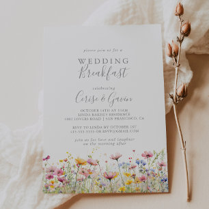 Meadow Colourful Wildflower Wedding Breakfast Invitation
