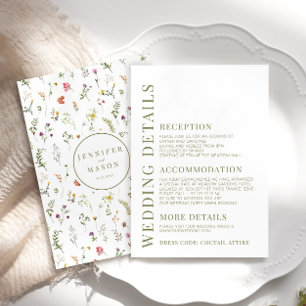 Meadow colourful wildflower wedding details cards