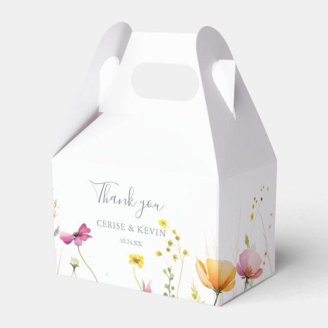  Meadow Colourful Wildflower Wedding Favour Box (Front Side)
