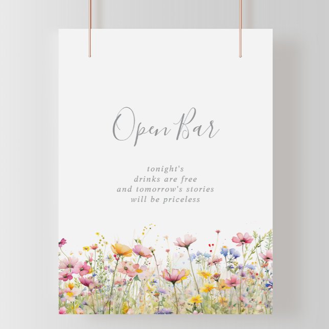  Meadow Colourful Wildflower Wedding Open Bar Sign (Creator Uploaded)