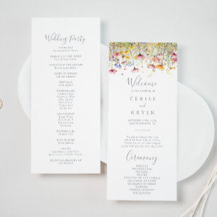 Meadow Colourful Wildflower Wedding Program Programme