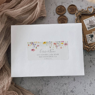 Meadow Colourful Wildflower Wedding RSVP Address Label