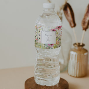 Meadow Colourful Wildflower Wedding  Water Bottle Label