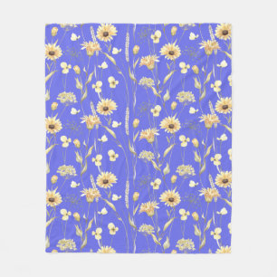 Meadow cottage country print blue  fleece blanket