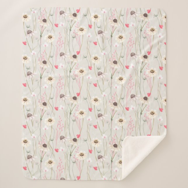 Meadow cottage country print  sherpa blanket (Front)