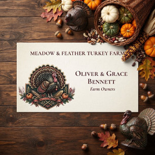 Meadow & Feather Minimal Turkey Farm Logo Modern Business Card