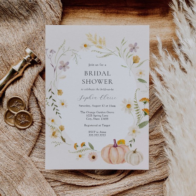 Meadow Field Pumpkins Bridal Shower Invitation (Creator Uploaded)