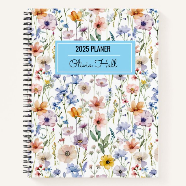 meadow floral Back to School Supplies Teachers Notebook (Front)