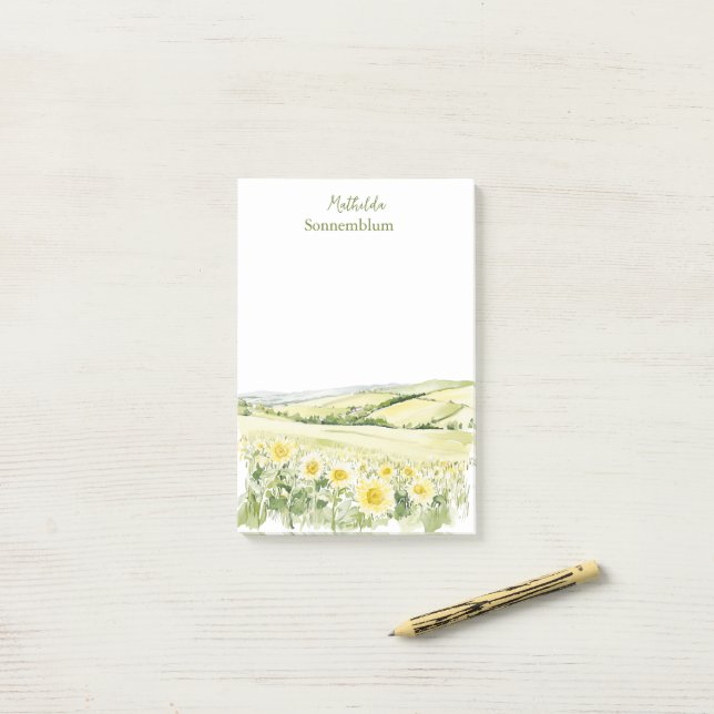 Meadow floral landscape post-it notes (On Desk)