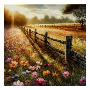 Meadow Floral Sunrise Poster