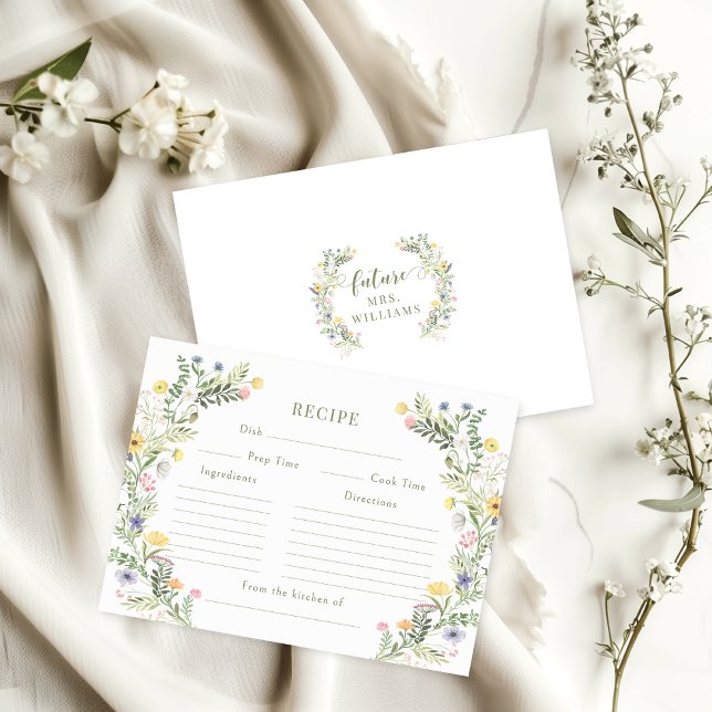 Meadow Flower Bridal Shower Recipe Card (Creator Uploaded)