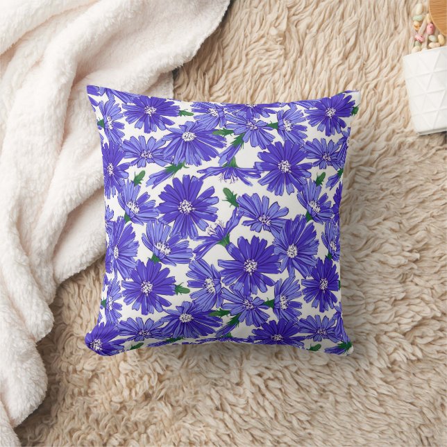Meadow Flower Chicory Pattern Cushion (Blanket)