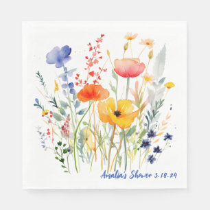 Meadow Flower Wedding Shower Personalised Napkin