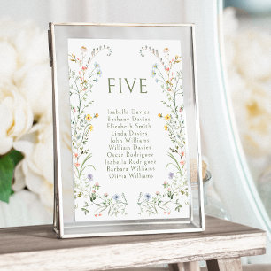 Meadow Flower Wildflower Wedding Table Numbers