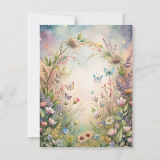 Meadow Flowers and Butterflies Postcard