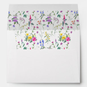 Meadow Flowers and Herbs Colourful Floral Wedding Envelope