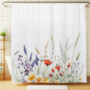 Meadow Flowers and Lavender Shower Curtain