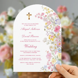 Meadow Flowers Arch Religious Wedding Invitation