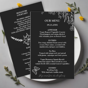 Meadow Flowers Black - White Wedding Budget Menu 
