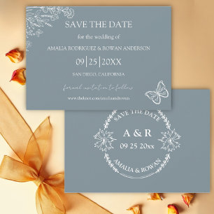 Meadow Flowers Blue Grey Save the Date