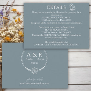 Meadow Flowers Blue Grey Wedding Details Enclosure Card