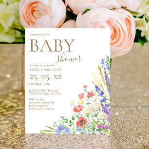 Meadow flowers budget baby shower invitation