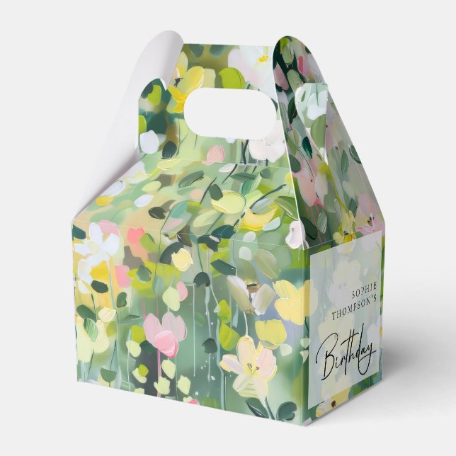 Meadow flowers elegant birthday favour box (Front Side)