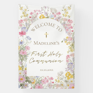 meadow flowers First Communion welcome Banner