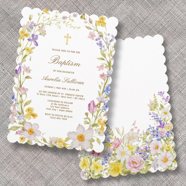 Meadow Flowers Frame Baptism Invitation (Creator Uploaded)