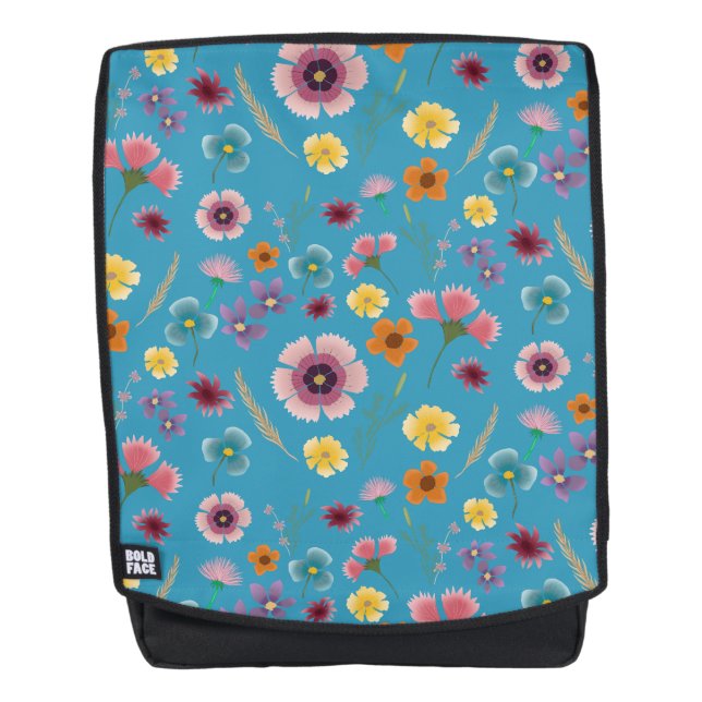 Meadow flowers in blue Backpack (Front)
