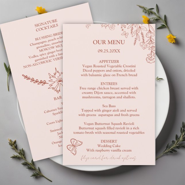 Meadow Flowers Misty Rose Wedding Budget Menu  (Creator Uploaded)